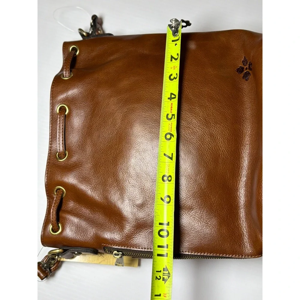 Patricia Nash Bucket Bag Brown Leather Cognac Drawstring Crossbody Handbag
